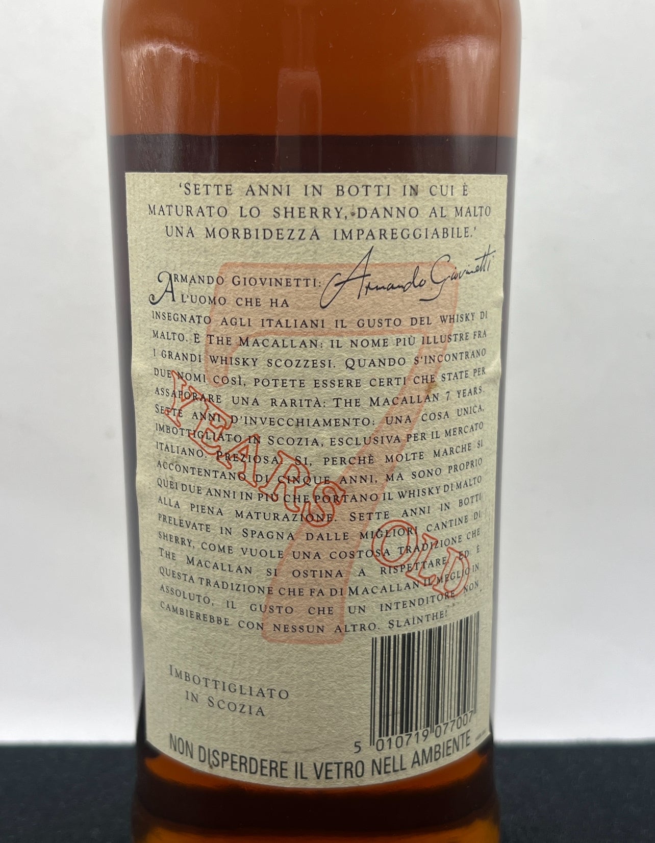 Macallan 7 years old Giovinetti import